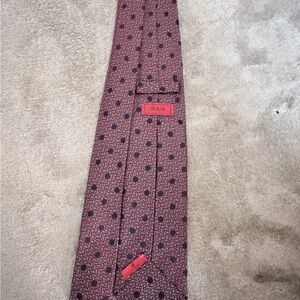 Isaia Burgundy and Black Polka Dot Tie